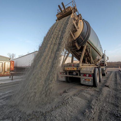 تریلی در حال بتن ریزی